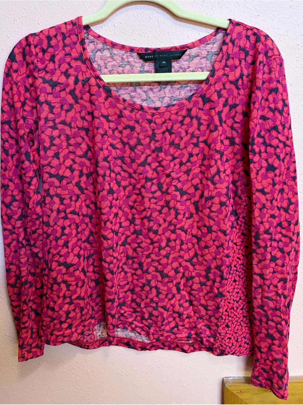 Marc by marc jacobs pink floral linen silk long sleeve top women's XS